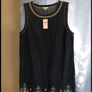 NWT J. Jill denim dress with embroidery
